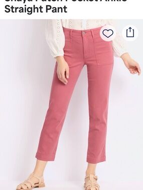 Cropped Patch-Pocket Straight Pants in Dusty Rose